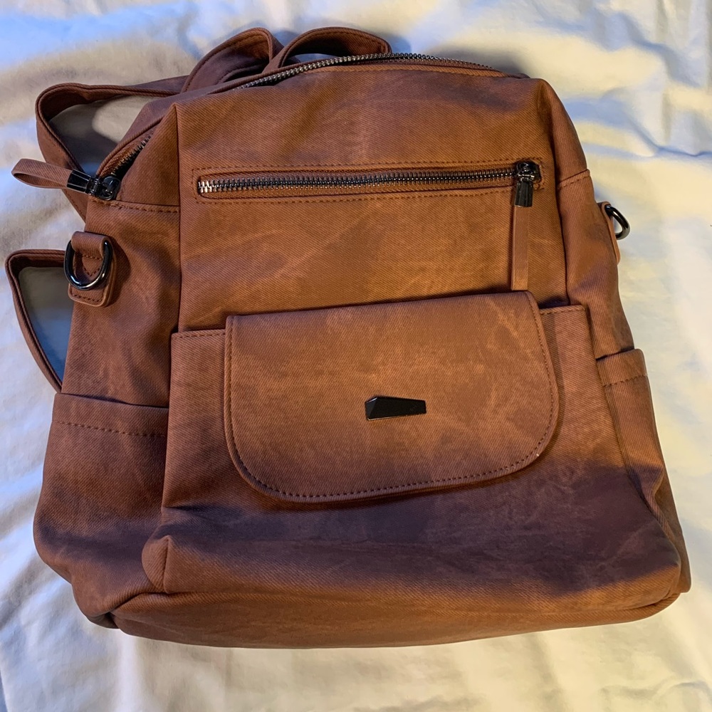 Faux Leather Backpack Purse